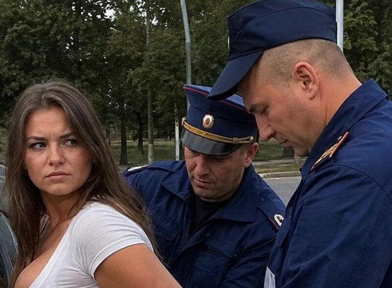Двое гаишников без причины задержали молодую девушку, прижали её к машине и грубо надели наручники, но когда один из инспекторов полез в её карман по просьбе девушки, оба мужчины замерли от шока, когда увидели что там